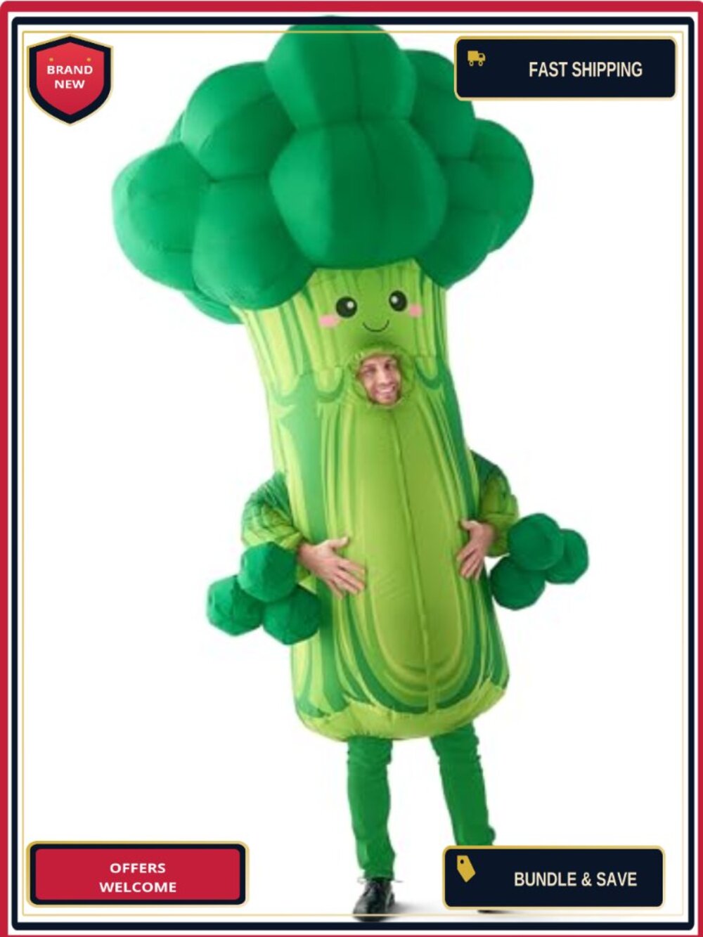 Adult Inflatable Broccoli Costume Full Body Blow Up Suit Halloween Cosplay
